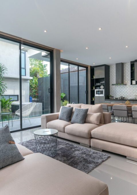 interior home design in living room with open kitchen in the loft house interior home design in living room with open kitchen in the loft house